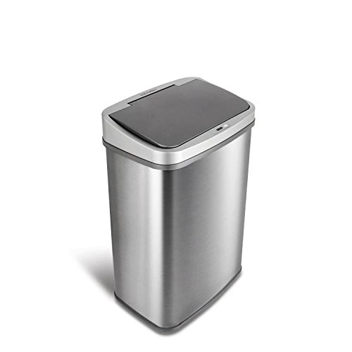 NINESTARS Automatic Touchless Infrared Motion Sensor Trash Can With Stainless Steel Base & Oval, Silver/Black Lid, 21 Gal 11 NINESTARS Automatic Touchless Infrared Motion Sensor Trash Can With Stainless Steel Base & Oval, Silver/Black Lid, 21 Gal - Image 11