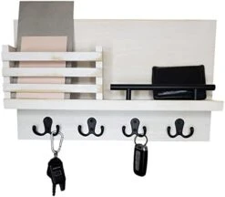 Ripple Creek Key Holder For Wall And Mail Shelf - Decorative Wooden Wall Organizer Rack For Keys, Letters, Bills - Pine Wood Unique Rustic And Industrial Decor - Perfect For Entryway, Kitchen 14 Ripple Creek Key Holder For Wall And Mail Shelf - Decorative Wooden Wall Organizer Rack For Keys, Letters, Bills - Pine Wood Unique Rustic And Industrial Decor - Perfect For Entryway, Kitchen -Songmics Furniture Shop 31DY43EQ tL. AC