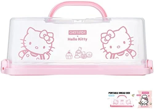 CHEFMADE Hello Kitty Portable Bread Box With Handle, 13 Inch Loaf Cake Storage Container Box For Storing Banana Bread, Pumpkin Bread (Pink) 7 CHEFMADE Hello Kitty Portable Bread Box With Handle, 13 Inch Loaf Cake Storage Container Box For Storing Banana Bread, Pumpkin Bread (Pink) - Image 7