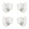FYTRONDY White Edition Stainless Steel Closet Rod Bracket, U-Shaped Open Type Socket Bracket, Wardrobe Bracket, Shower Curtain Rod Pole End Supports Sockets Flange (1-1/4 INCH, 4 Pack)