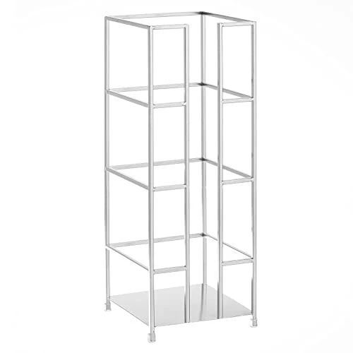 MDesign Metal Free-Standing Toilet Paper Reserve Tower Stand, 3-Jumbo Tissue Roll Storage Canister Holder For Bathroom Under Sink, Shelf, Beside Vanity, Cabinet, Corner, Citi Collection - Chrome 7 MDesign Metal Free-Standing Toilet Paper Reserve Tower Stand, 3-Jumbo Tissue Roll Storage Canister Holder For Bathroom Under Sink, Shelf, Beside Vanity, Cabinet, Corner, Citi Collection - Chrome - Image 7