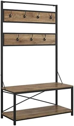 Walker Edison August Modern Farmhouse X Back Hall Tree With Bench, 72 Inch, Grey Wash -Songmics Furniture Shop 31DmpcZ k3L. AC