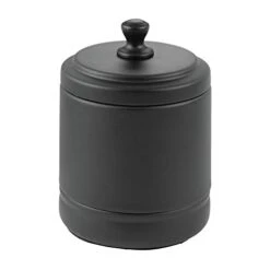 MDesign Metal Bathroom Vanity Storage Organizer Canister Jar With Lid For Cotton Balls, Swabs, Makeup Sponges, Bath Salts, Hair Ties, Jewelry - Hyde Collection - 2 Pack - Matte Black -Songmics Furniture Shop 31E7W8FcHwL