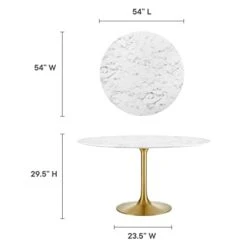 Modway Lippa 54" Mid-Century Dining Table With Round Artificial Marble Top In Gold White 7 Modway Lippa 54" Mid-Century Dining Table With Round Artificial Marble Top In Gold White -Songmics Furniture Shop 31EHYWdTkXL