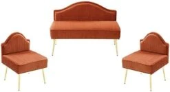 Homtique Velvet Loveseat & Accent Chair 3 Piece Set, Modern Upholstered Living Room Furniture Set, Armless Loveseat Settee With Gold Metal Legs, For Small Space, Bedroom, Apartment, Orange 27 Homtique Velvet Loveseat & Accent Chair 3 Piece Set, Modern Upholstered Living Room Furniture Set, Armless Loveseat Settee With Gold Metal Legs, For Small Space, Bedroom, Apartment, Orange -Songmics Furniture Shop 31ENu4 SDXL. AC