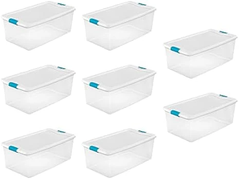 Sterilite 56 Quart Latching Stackable Under Bed Or Closet Storage Box Container Bins With Secure Lid And Wheels, Clear (12 Pack) 15 Sterilite 56 Quart Latching Stackable Under Bed Or Closet Storage Box Container Bins With Secure Lid And Wheels, Clear (12 Pack) - Image 15