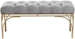 Deco 79 Metal Bench With Velvet Seat, 39" X 16" X 18", White -Songmics Furniture Shop 31EQ8hWi6kL. AC