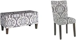 HomePop Large Upholstered Rectangular Storage Ottoman Bench With Hinged Lid, Slate Damask -Songmics Furniture Shop 31ERATRMNL. AC 1