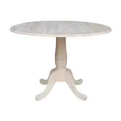 IC International Concepts International Concepts 42" Round Dual Drop Leaf Pedestal Table-29.5" H, Unfinished Dining Table, Ready To Finish