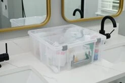 AB Designs 6990ABD Super Satchel Double Deep With Removable Dividers, Stackable Home Storage Organization Container, Clear With Sliver Latches And Handle -Songmics Furniture Shop 31Ew97Qu0HL