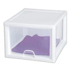 Sterilite 27 Quart White Frame Clear Plastic Stackable Storage Container Bin W/Single Drawer, 4 Pack 19 Sterilite 27 Quart White Frame Clear Plastic Stackable Storage Container Bin W/Single Drawer, 4 Pack -Songmics Furniture Shop 31F9pKEM9gL