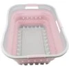 SAMMART 42L (11 Gallon) Collapsible Plastic Laundry Basket - Foldable Pop Up Storage Container/Organizer - Portable Washing Tub - Space Saving Hamper/Basket (Grey/Pale Pink)