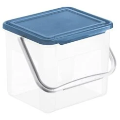 Rotho Basic Storage Box 5l With Lid And Handle, Plastic (PP) BPA-Free, Transparent/Blue, 3kg/5l, (21 X 20 X 18 Cm)