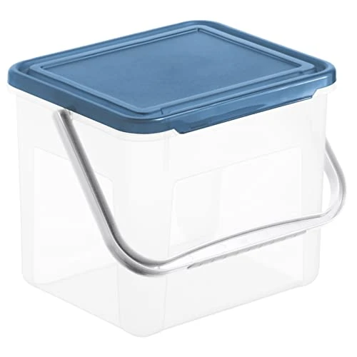 Rotho Basic Storage Box 5l With Lid And Handle, Plastic (PP) BPA-Free, Transparent/Blue, 3kg/5l, (21 X 20 X 18 Cm) 1 Rotho Basic Storage Box 5l With Lid And Handle, Plastic (PP) BPA-Free, Transparent/Blue, 3kg/5l, (21 X 20 X 18 Cm)