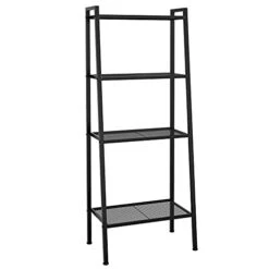 SHUANGZ 4 Tier Ladder Shelf, 23.6L X 13.8W X 57.9H Inch Industrial Bookcase Ladder-Shaped Plant Flower Stand Rack Storage Shelves For Living Room, Black (HSSC-1) -Songmics Furniture Shop 31FMeUT85PL