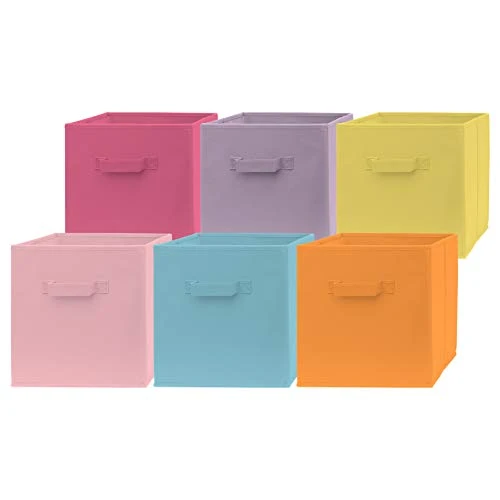 Pomatree 13x13x13 Inch Storage Cubes - 6 Pack - Fun Colored Large Storage Bins | Dual Handles | Foldable Cube Baskets For Home, Kids Room, Closet And Toys Organization | Fabric Cube Bin (Colorful) 1 Pomatree 13x13x13 Inch Storage Cubes - 6 Pack - Fun Colored Large Storage Bins | Dual Handles | Foldable Cube Baskets For Home, Kids Room, Closet And Toys Organization | Fabric Cube Bin (Colorful)