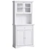 HOMCOM 71" Traditional Freestanding Kitchen Buffet With Hutch, Pantry Cabinet With 4 Doors, 3-Level Adjustable Shelves, And 1 Drawer, White