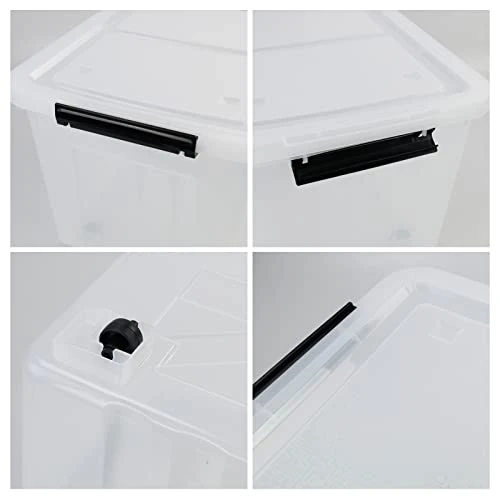 Easymanie 50 Quart Plastic Wheeled Storage Bin, 4 Packs, Plastic Latching Storage Box 2 Easymanie 50 Quart Plastic Wheeled Storage Bin, 4 Packs, Plastic Latching Storage Box - Image 2