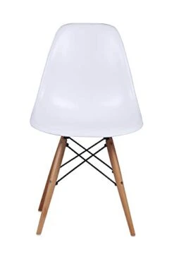 GIA Contemporary Armless Dining Chair, Qty Of 1, White Seat With Wood Legs