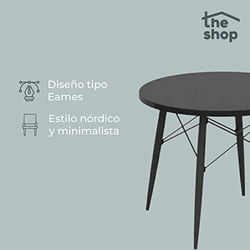 The Shop Circular Coffee Table - Type - 4 Legs - MDF Cover With Laminate - Side Table - Home Decoration - Ideal For Living Room And Dining Room - 80 Cm. Diameter X 44 Cm. (Black) 3 The Shop Circular Coffee Table - Type - 4 Legs - MDF Cover With Laminate - Side Table - Home Decoration - Ideal For Living Room And Dining Room - 80 Cm. Diameter X 44 Cm. (Black) - Image 3