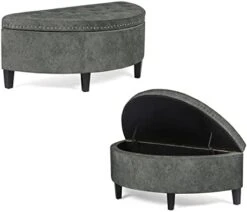 Joveco 43.5" Storage Bench- Velvet Half Moon Ottoman- Tufted Storage Ottoman With Rivet- Half Moon Storage Ottoman- Toy Chests & Storage Bench For Bedroom And Entryway (Gray) -Songmics Furniture Shop 31GKvNQOyWL. AC