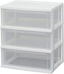 Iris Ohyama W-543 Wide Chest, 3 Tiers, Made In Japan, Finished Product, Width 21.3 X Depth 15.7 X Height 24.6 Inches (54 X 40 X 62.5 Cm), White/Clear, White, Plastic Top Plate -Songmics Furniture Shop 31GKwXpzi0L. AC