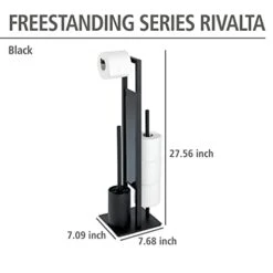 WENKO Toilet Paper Stand With Toilet Brush And Spare Roll Holder, Toilet Paper Holder Stand, Toilet Paper Roll Holder, Matt Black, 7.09 X 27.56 X 7.68 In,70 X 23 X 20 Cm -Songmics Furniture Shop 31GPIJB3hJL