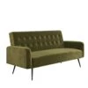 Novogratz 2360979N Z Stevie, Convertible Sofa Bed Couch, Green Velvet Futon