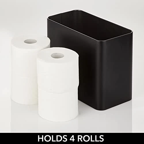 MDesign Deep Steel Floor Stand Toilet Paper Organizer, 4-Roll Tissue Storage Holder Container Bin For Bathroom, Fits Under Sink, Vanity, Shelf, In Cabinet, Or Corner, Mirri Collection - Matte Black 3 MDesign Deep Steel Floor Stand Toilet Paper Organizer, 4-Roll Tissue Storage Holder Container Bin For Bathroom, Fits Under Sink, Vanity, Shelf, In Cabinet, Or Corner, Mirri Collection - Matte Black - Image 3