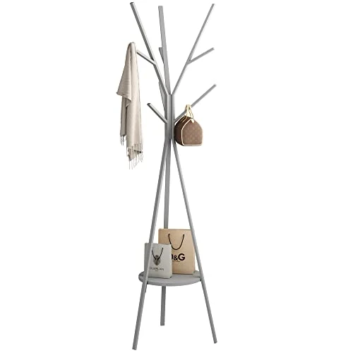 Coat Rack Hat Stand Free Standing Display Hall Tree Metal Hat Hanger Garment Storage Holder With 9 Hooks For Clothes Hats And Scarves In Black,17.72"Wx17.72"Dx70.87"H (Grey) 1 Coat Rack Hat Stand Free Standing Display Hall Tree Metal Hat Hanger Garment Storage Holder With 9 Hooks For Clothes Hats And Scarves In Black,17.72"Wx17.72"Dx70.87"H (Grey)
