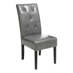 Christopher Knight Home Taylor Bonded Leather Dining Chairs, 2-Pcs Set, Dark Grey
