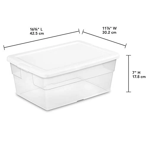 Sterilite 16448012 16 Quart/15 Liter Storage Box, White Lid With Clear Base, 12-Pack 2 Sterilite 16448012 16 Quart/15 Liter Storage Box, White Lid With Clear Base, 12-Pack - Image 2