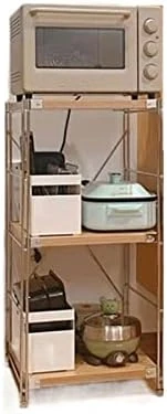 Microwave Oven Rack Japanese Minimalist Storage Rack, Multi-layer Kitchen Storage Rack, Floor To Floor Microwave Oven Storage Rack, Iron Art Splicing Bookshelf Kitchen Storage Rack ( Color : Brass , S 4 Microwave Oven Rack Japanese Minimalist Storage Rack, Multi-layer Kitchen Storage Rack, Floor To Floor Microwave Oven Storage Rack, Iron Art Splicing Bookshelf Kitchen Storage Rack ( Color : Brass , S - Image 4