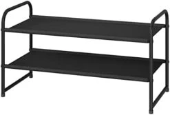 Simple Trending 3-Tier Stackable Shoe Rack, Expandable & Adjustable Fabric Shoe Shelf Storage Organizer, Black -Songmics Furniture Shop 31HCuocEgxL. AC