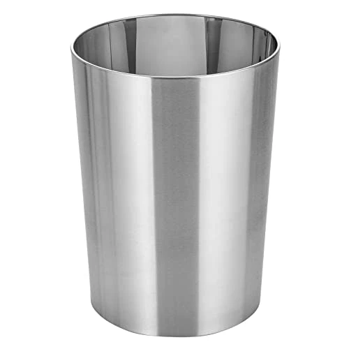 MDesign Round Metal Small 1.7 Gallon Recycle Trash Can Wastebasket, Garbage Container Bin For Bathrooms, Kitchen, Bedroom, Home Office - Durable Stainless Steel - Mirri Collection - White Marble 10 MDesign Round Metal Small 1.7 Gallon Recycle Trash Can Wastebasket, Garbage Container Bin For Bathrooms, Kitchen, Bedroom, Home Office - Durable Stainless Steel - Mirri Collection - White Marble - Image 10