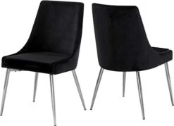 Meridian Furniture Karina Collection Modern | Contemporary Velvet Upholstered Dining Chair With Sturdy Metal Legs, Set Of 2, 19.5" W X 21.5" D X 33.5" H, Navy -Songmics Furniture Shop 31HRF2mI0AL. AC