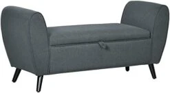 HOMCOM Upholstered Storage Ottoman, Armed Storage Bench, End Of Bed Bench With Rubber Wood Legs For Bedroom, Entryway, Living Room, Pewter Gray -Songmics Furniture Shop 31HVB1elWQL. AC