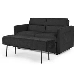 2-in-1 Sleeper Sofa Bed, Loveseat Chair Bed With Pull Out Bed And Extra Bench, Adjustable Back And Two Arm Pockets For Small Living Room, Bedroom, Balcony, Apartment (Gray, Loveseat)