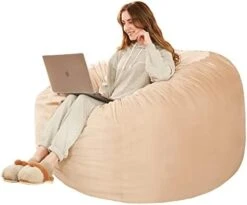 HABUTWAY Bean Bag Chair: Giant 4' Memory Foam Furniture Bean Bag Chairs For Adults With Microfiber Cover - 4Ft, Grey -Songmics Furniture Shop 31HXyqaIB5L. AC