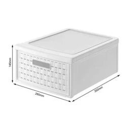 Rotho, Country, Drawer Box 8.3 L In Rattan-look, Plastic (PP) BPA-free, White, Klein/8,3l (35,0 X 26,0 X 14,5 Cm) -Songmics Furniture Shop 31Hv4cItQwL