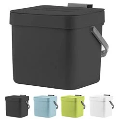 LALASTAR Compost Bin With Lid, Hanging Small Trash Can With Lid Under Sink For Kitchen, Food Waste Bin For Countertop, Mountable Garbage Can For Bathroom, RV, 5L/1.3 Gal, Black 25 LALASTAR Compost Bin With Lid, Hanging Small Trash Can With Lid Under Sink For Kitchen, Food Waste Bin For Countertop, Mountable Garbage Can For Bathroom, RV, 5L/1.3 Gal, Black -Songmics Furniture Shop 31IKvzqSrBL