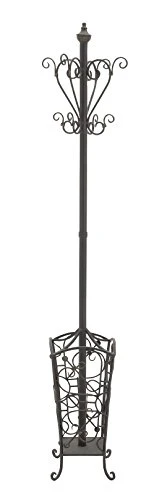 Deco 79 Metal Vintage Style Coat Rack With Scroll Designs, 11" X 11" X 74", Black