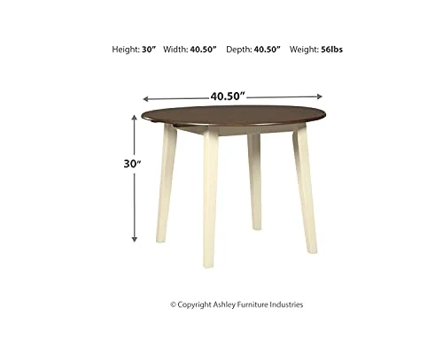 Signature Design By Ashley Woodanville Cottage 40" Round Drop Leaf Dining Table, Cream & Brown 4 Signature Design By Ashley Woodanville Cottage 40" Round Drop Leaf Dining Table, Cream & Brown - Image 4