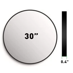 Zenmag Round Wall Mirror, 30" Metal Framed Round Mirror, Large Bathroom Circle Mirror, Decorative Large Black Round Wall Mirror For Living Room, Bedroom, And Foyer -Songmics Furniture Shop 31IqLEKgM4L