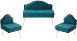 Homtique Velvet Loveseat & Accent Chair 3 Piece Set, Modern Upholstered Living Room Furniture Set, Armless Loveseat Settee With Gold Metal Legs, For Small Space, Bedroom, Apartment, Orange 29 Homtique Velvet Loveseat & Accent Chair 3 Piece Set, Modern Upholstered Living Room Furniture Set, Armless Loveseat Settee With Gold Metal Legs, For Small Space, Bedroom, Apartment, Orange -Songmics Furniture Shop 31J689pORzL. AC