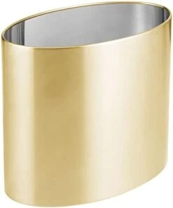 MDesign Stainless Steel Metal Oval Trash Can, Small 2.09 Gallon Wastebasket, Garbage Basket Bin For Bathroom, Bedroom, Kitchen, Or Home Office, Holds Waste And Recycle, Mirri Collection, Brushed -Songmics Furniture Shop 31JCnbsoDLL. AC