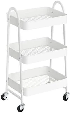 SONGMICS 3-Tier Rolling Cart, Metal Storage Cart, Kitchen Storage Trolley With 2 Brakes And Handles, Utility Cart, Easy Assembly, For Painting Utensils Bedroom Laundry Room, Black UBSC068B01 -Songmics Furniture Shop 31JFgF8YNqL. AC