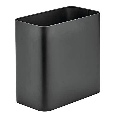 MDesign Small Metal 2.4 Gallon Trash Can Wastebasket Garbage Bin For Bathroom - Mini Slim Rubbish Waste Bin Trashcans For Master Or Guest Bath, Bedroom, Garage, Laundry Room, Or Playroom, Black, Pack Of 1 1 MDesign Small Metal 2.4 Gallon Trash Can Wastebasket Garbage Bin For Bathroom - Mini Slim Rubbish Waste Bin Trashcans For Master Or Guest Bath, Bedroom, Garage, Laundry Room, Or Playroom, Black, Pack Of 1