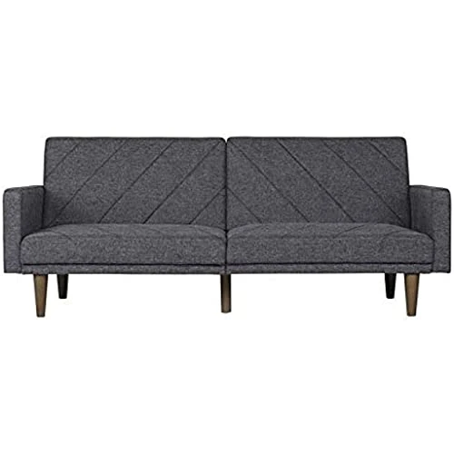 LIUJUN Convertible Futon Couch Bed With Linen Upholstery And Wood Legs - Grey 2 LIUJUN Convertible Futon Couch Bed With Linen Upholstery And Wood Legs - Grey - Image 2