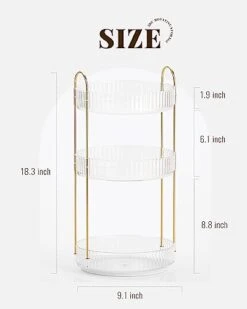 Devokimi Bathroom Organizer Countertop, Rotating Makeup Organizer For Vanity, 3 Tier Under Sink Organizer, Vanity Tray Shelf For Cosmetic, Skin Care, Perfume (Clear) -Songmics Furniture Shop 31JMXxu9r5L